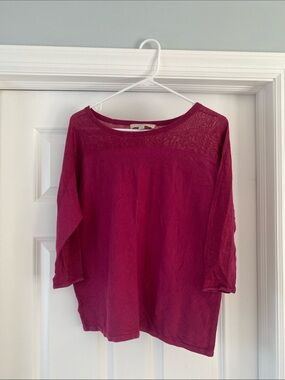 LOFT Raspberry Boatneck Long-Sleeve Top